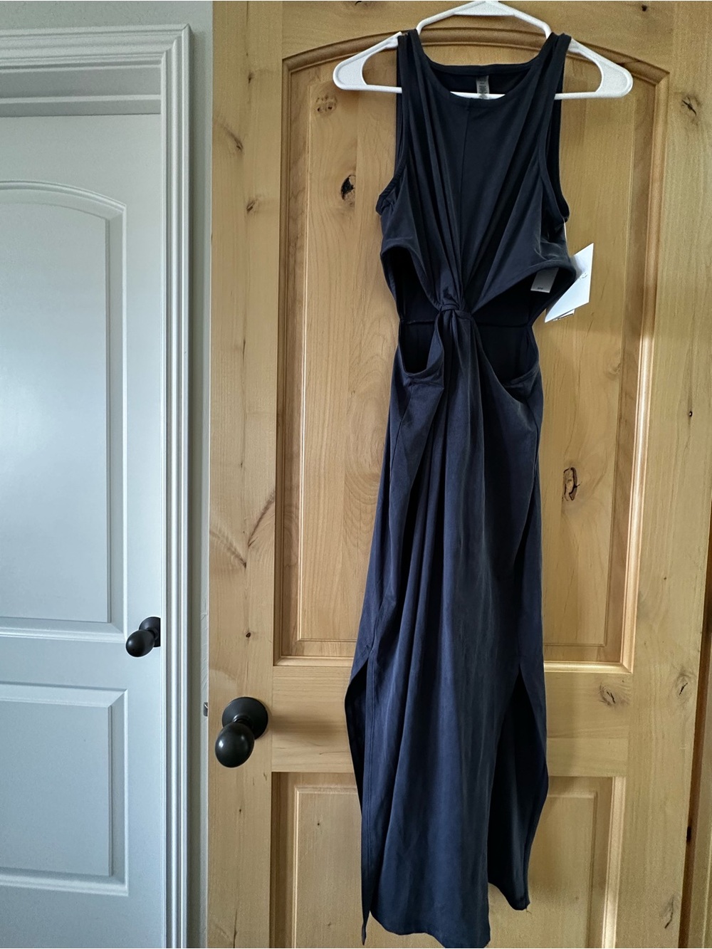 Beyond Yoga Navy Twist-Front Cutout Maxi Dress